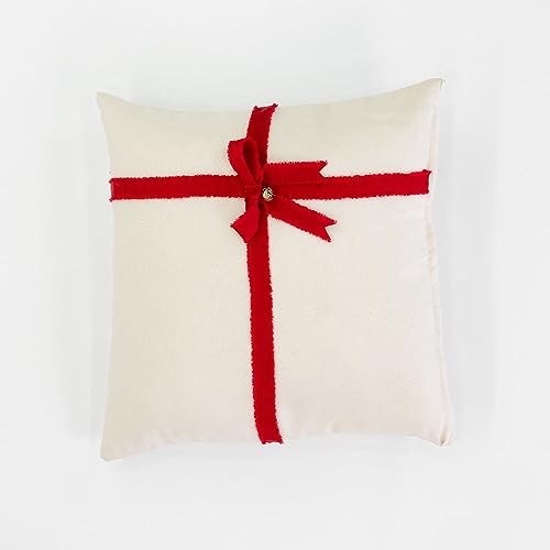 Declea Dekoratives Kissen mit Schleife für Sofa oder Bett, handgefertigt, Kissenbezug, 50 x 50 cm von Declea