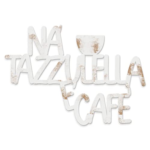 Declea Holz-Schriftzug zum Aufhängen NA Tazzulella und Café Ideal für die Küche - Haus Dekoration Küche Restaurants und Clubs Deko Schriftzug aus Holz handgefertigt von Declea