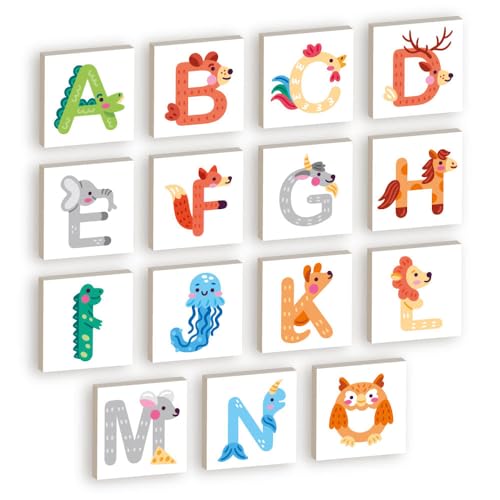 Declea Kinderbrettchen Alphabet 26-teilig, Holzdekoration für Kinder, Holzformen zum Aufhängen, Dekoration für Kinderzimmer, Design von Declea