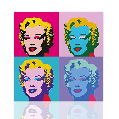 Declea Modernes Bild Marilyn Monroe Andy Warhol Leinwanddruck Pop Art, Leinwand aus Baumwolle, Rahmen aus Holz, mehrfarbig, 60 x 60 cm, Home Decor (MLYN-X4) von Declea