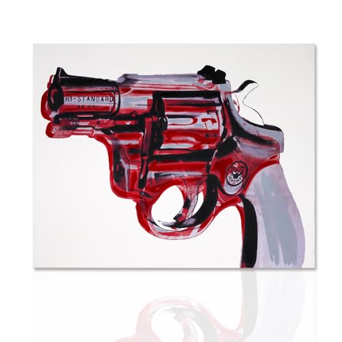 Declea Modernes Bild Magnum Revolver auf Leinwand mit Holzrahmen handgefertigt fertig zum Aufhängen 100% Made in Italy von Declea