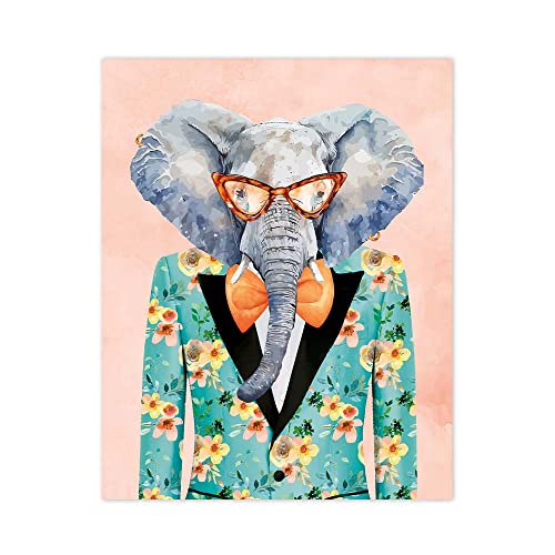 Declea Modernes Bild Pop-Art-Druck Elephant Blumen - moderne Dekoration für Wohnzimmer Dekoration Wohnzimmer von Declea