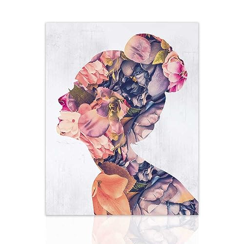 Declea Wandbild Floral Woman Moderner Druck mit Blumen - Wohnzimmermöbel Druck auf hochwertiger Leinwand von Declea