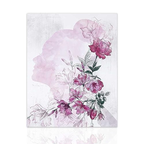 Declea Wandbild Floral Woman Moderner Druck mit Blumen - Wohnzimmermöbel Druck auf hochwertiger Leinwand von Declea