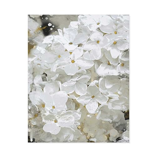 Declea Weißes Blumenbild, Druck mit gemalten Blumen – moderate Wohnzimmermöbel, Druck auf Leinwand aus 100% Baumwolle von Declea