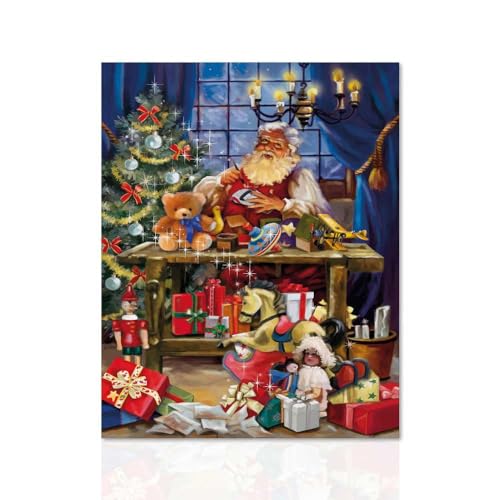 Moderner Druck zum Aufhängen an der Wand Santa Claus - Wandbild Weihnachtsdekoration Wanddekoration für Wohnzimmer Büro Weihnachten 40x60cm von Declea