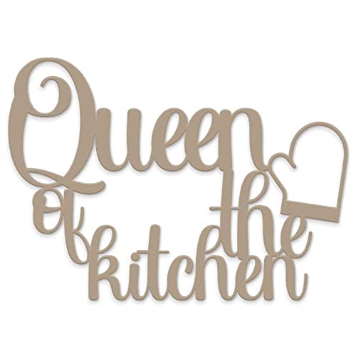 Queen of Kitchen Holz-Schriftzug zum Aufhängen, ideal für die Küche, Dekoration für Zuhause, Küche, Restaurants, Lokale, dekorative Holzschrift, handgefertigt Declea von Declea