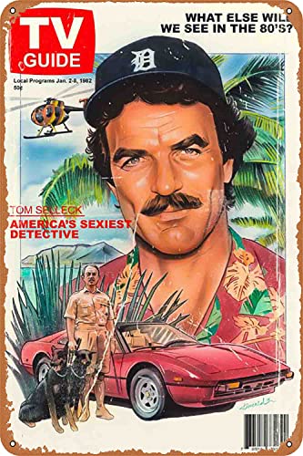 Decleezw Magnum PI TV Guide Metallschild Neuheit Club Zimmer Männerhöhle Wanddekoration Kunstdruck Metallposter 20,3 x 30,5 cm von Decleezw