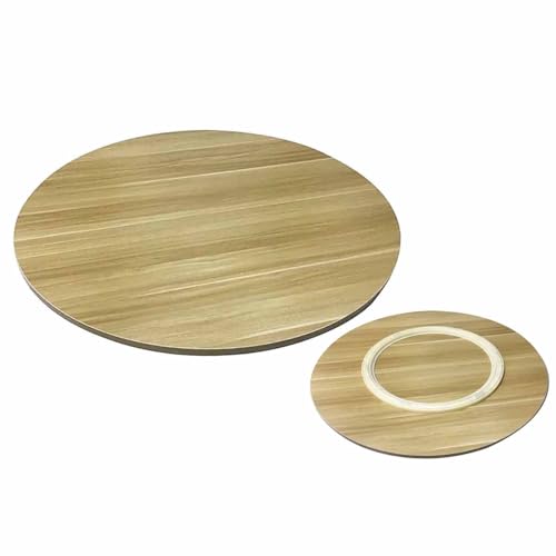 100cm Großer Lazy Susan Drehteller 50 60cm Runder Servierteller Drehbarer Servierplatte, Holz Drehplatte 80cm Drehbar Esstisch-tablett mit Silent Base(Light Walnut,35in/90cm) von Decmiroor