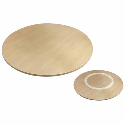 100cm Großer Lazy Susan Drehteller 50 60cm Runder Servierteller Drehbarer Servierplatte, Holz Drehplatte 80cm Drehbar Esstisch-tablett mit Silent Base(Natural,24in/60cm) von Decmiroor
