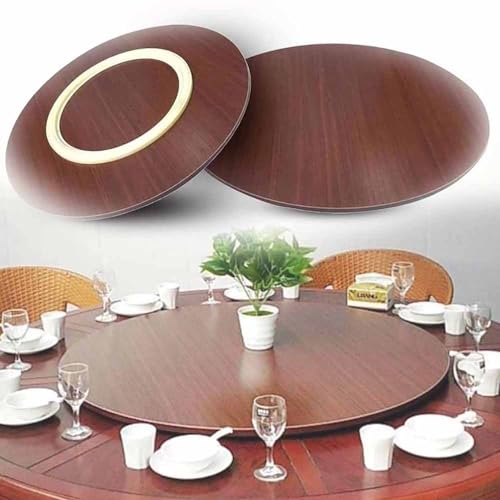 100cm Großer Lazy Susan Drehteller 50 60cm Runder Servierteller Drehbarer Servierplatte, Holz Drehplatte 80cm Drehbar Esstisch-tablett mit Silent Base(Vermilion,35in/90cm) von Decmiroor