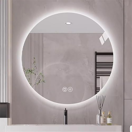 Decmiroor Badspiegel Spiegel mit Beleuchtung 90/100/110cm LED Rundspiegel Bad mit Antibeschlagfunktion Runder Wandspiegel Rahmenloser mit 3 Lichtfarben Dimmbar(Backlit,Dia 60cm) von Decmiroor