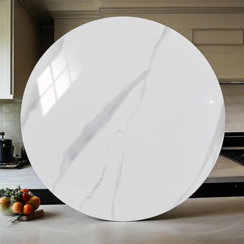 Decmiroor Großer Drehscheibe 60-100cm Marmor Lazy Susan Drehteller für Tischplatte Drehbarer Servierteller Rund Tablett für Küchen-esstisch Hoteldrehtisch(Glossy White,60 * 60cm) von Decmiroor