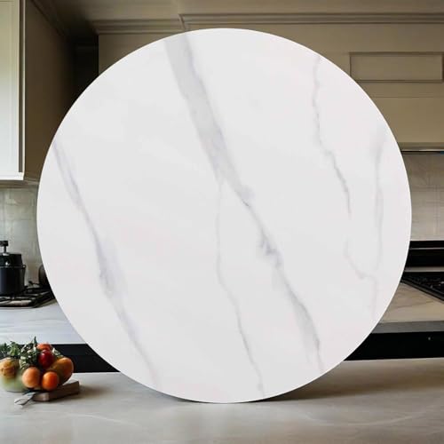 Decmiroor Großer Drehscheibe 60-100cm Marmor Lazy Susan Drehteller für Tischplatte Drehbarer Servierteller Rund Tablett für Küchen-esstisch Hoteldrehtisch(Matte White,100 * 100cm) von Decmiroor