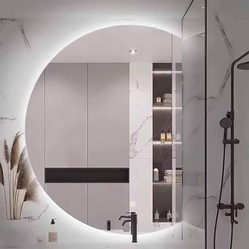Decmiroor Halbrunder LED-Spiegel Bad mit Beleuchtung 90-130cm Halbkreis Rahmenlos Wandspiegel Modern Schminkspiegel Dimmbar Beschlagfrei Intelligent Touch-Schalter(Rightcut,39"x28") von Decmiroor