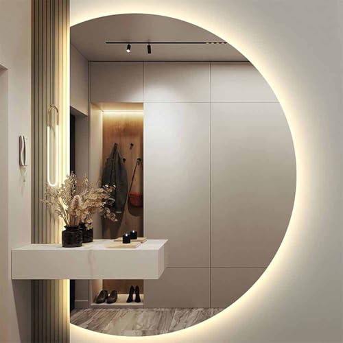 Decmiroor Halbrunder Spiegel Bad mit Beleuchtung 130cm LED Wandspiegel 3 Lichtfarbe Dimmbar Antibeschlag Intelligent Schminkspiegel Groß Unregelmäßiger Rahmenlos Dekospiegel for Eingangshalle Flur(Lef Decmiroor Halbrunder Spiegel Bad mit Beleuchtung 130cm LED Wandspiegel 3 Lichtfarbe Dimmbar Antibeschlag Intelligent Schminkspiegel Groß Unregelmäßiger Rahmenlos Dekospiegel for Eingangshalle Flur(Lef von Decmiroor