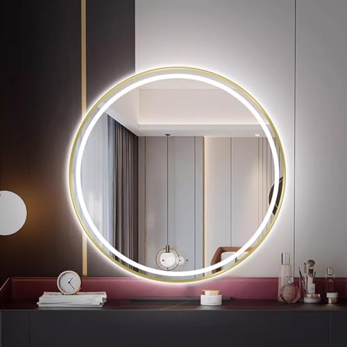 Decmiroor LED Rund Spiegel 90cm für Bad 70cm Wandmontage Schminkspiegel mit Beleuchtung 3 Lichtfarbe Einstellbar Goldrahmen Badspiegel 60cm Antibeschlag(Gold,28in) von Decmiroor
