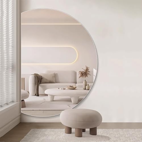 Decmiroor Led Badspiegel Halbrunder, Dimmbar Wandspiegel Beschlagfrei Kosmetikspiegel mit Touchschalter, Halbkreis Ganzkörperspiegel, Rahmenlos Hinterleuchteten Dekospiegel(Leftcut,43in) von Decmiroor