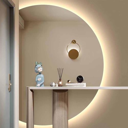 Decmiroor Modern Halbrunder Spiegel Bad LED Schminkspiegel 3 Farben Beleuchtung Wandspiegel Dimmbar Beschlagfrei Rahmenloser Dekospiegel mit Hinterleuchteten(Right,90x130cm) von Decmiroor