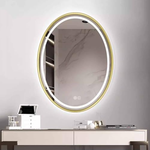 Decmiroor Oval-Badspiegel 70 * 90 cm Badezimmer Kosmetikspiegel mit Entfoggen Rahmenlos LED Wandspiegel mit Beleuchtung 3 Lichtfarbe Einstellbar Explosionsschutz(with Frame,30 * 40 inch/75 * 100 cm) von Decmiroor