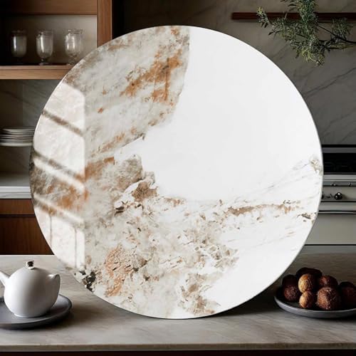 Decmiroor Tisch-Drehteller Marmor Lazy Susan Drehscheibe Glatter Drehtisch Esstisch Servierplatte 360° Drehbar Drehplatte für Restaurant Tischplatte Familienessen(Brown,100cm) von Decmiroor