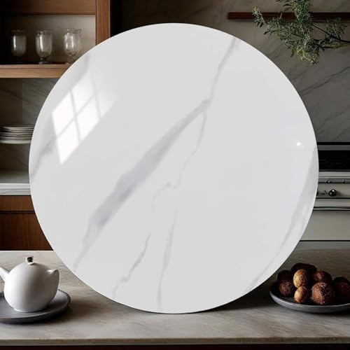 Decmiroor Tisch-Drehteller Marmor Lazy Susan Drehscheibe Glatter Drehtisch Esstisch Servierplatte 360° Drehbar Drehplatte für Restaurant Tischplatte Familienessen(Glossy White,70cm) von Decmiroor