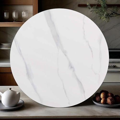 Decmiroor Tisch-Drehteller Marmor Lazy Susan Drehscheibe Glatter Drehtisch Esstisch Servierplatte 360° Drehbar Drehplatte für Restaurant Tischplatte Familienessen(Matte White,90cm) von Decmiroor