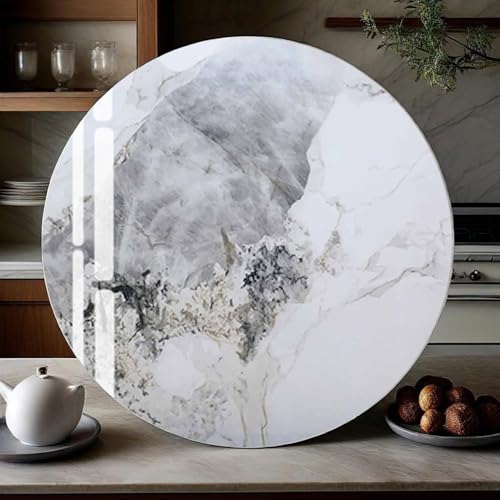 Decmiroor Tisch-Drehteller Marmor Lazy Susan Drehscheibe Glatter Drehtisch Esstisch Servierplatte 360° Drehbar Drehplatte für Restaurant Tischplatte Familienessen(Natural,100cm) von Decmiroor