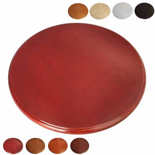 Holz Lazy Susan Runder Drehplatte 60 70 80 cm Drehbare Esszimmer Servierplatte, 90 100cm Großer Esstisch Drehteller, Tischplatte Drehtablett 360° Drehbar(Red-Brown,70 * 70CM) von Decmiroor