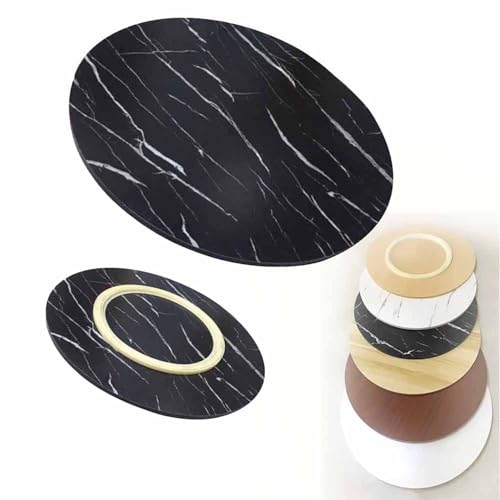 Holz Rotating Tablett, 100cm Großer Lazy Susan Drehteller mit Silent Base, Esstisch Serviertablett, 50cm Rund 360° Drehbar Tablett, Tischplatte Drehscheibe(Black Marble,90cm/35) von Decmiroor