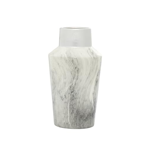 Deco 79 60758 Vase in Flaschenform, Marmorierung, Keramik, 35,6 x 20,3 cm, grau/weiß/Silber von Deco 79