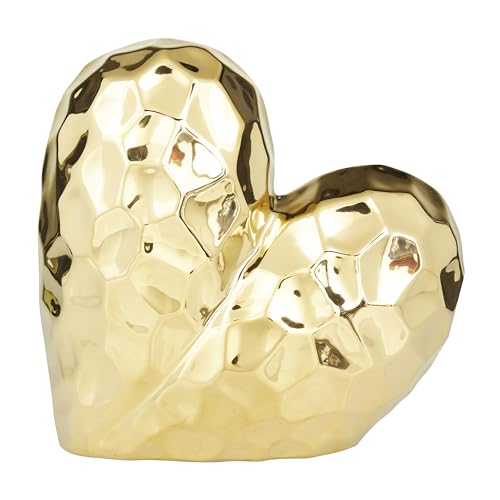 Deco 79 Porzellan-Herz-Skulptur, 20,3 x 7,6 x 20,3 cm, goldfarben von Deco 79