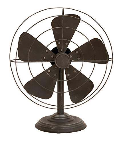 Deco 79 Rustic Non-Functional Metal Old Fan Table Decor, One Size, Textured Black Finish von Deco 79