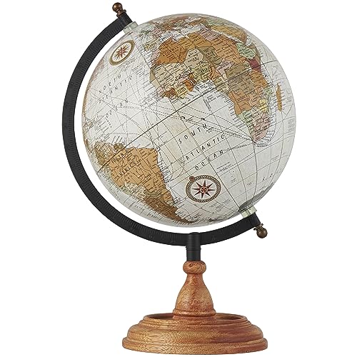 Deco 79 Traditioneller Globus aus Mangoholz Pädagogische, geographische, Moderne Schreibtisch-Dekoration – für Schule, Zuhause und Büro, Braun, 14''H,9''W von Deco 79