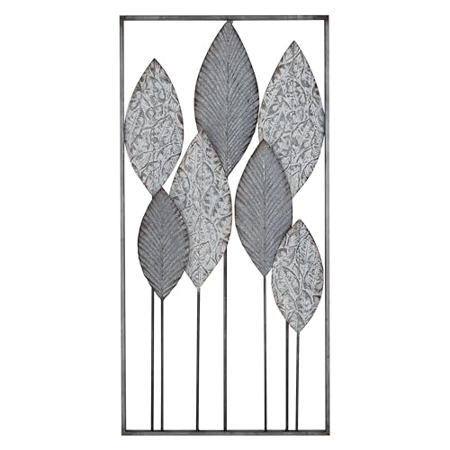 Deco 79 Wandskulptur mit Metallblatt und aufwendigen lasergeschnittenen Designs, Wandkunst, 45,7 x 5,1 x 91,4 cm, Grau von Deco 79