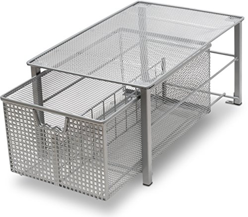 DecoBros Mesh Cabinet Basket Organizer, silber (groß 10.6 x 16 x 7.8) von Deco Brothers