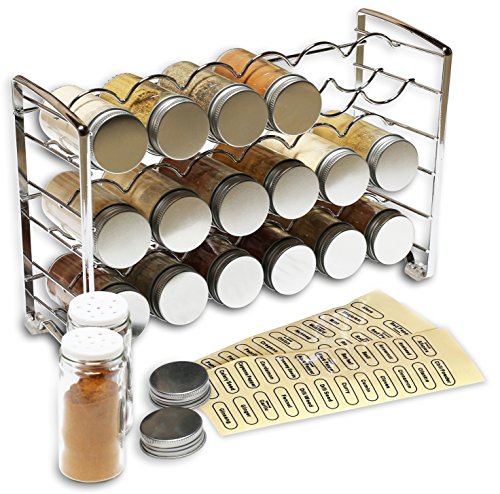 DecoBros Spice Rack Stand holder with 18 bottles and 48 Labels, Chrome by Deco Brothers DecoBros Spice Rack Stand holder with 18 bottles and 48 Labels, Chrome by Deco Brothers von Deco Brothers