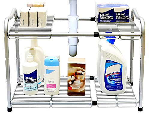 DecoBros Under Sink 2 Tier Expandable Shelf Organizer, Silver by Deco Brothers von Deco Brothers
