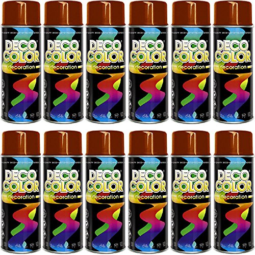 Deco Color 12er Sparpack (1 Karton) Lackspray glänzend 400ml rubinrot glanz RAL 3003 von Deco Color