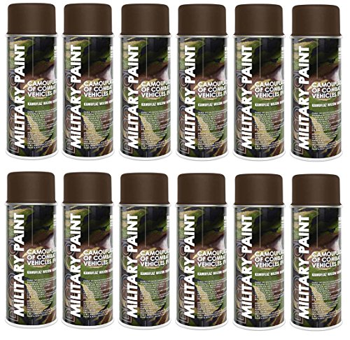 Deco Color 12er Sparpack MILITÄR Army Militärlack Lackspray 400ml Nato freie Farbauswahl (12 Dosen in lederbraun RAL 8027) von Deco Color