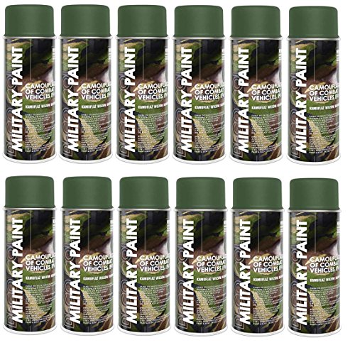 Deco Color 12er Sparpack MILITÄR Army Militärlack Lackspray 400ml Nato freie Farbauswahl (12 Dosen in olive-grün RAL 6003) von Deco Color