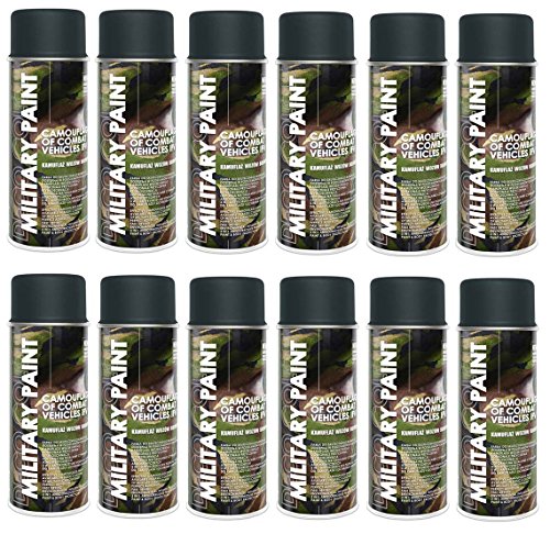 Deco Color 12er Sparpack MILITÄR Army Militärlack Lackspray 400ml Nato freie Farbauswahl (12 Dosen in panzergrau RAL 7016) von Deco Color