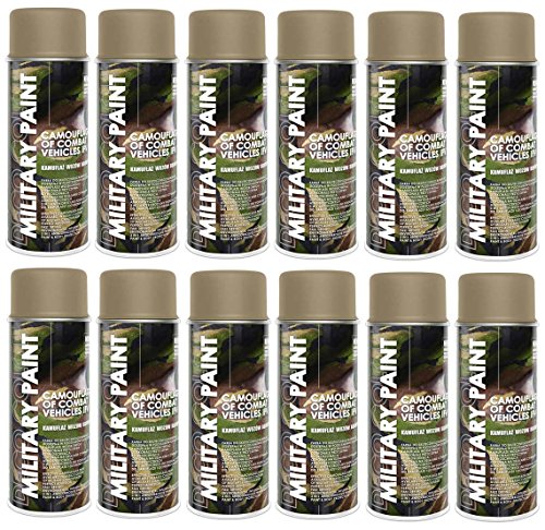 Deco Color 12er Sparpack MILITÄR Army Militärlack Lackspray 400ml Nato freie Farbauswahl (12 Dosen in sandhell RAL 1019) von Deco Color