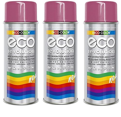 3er Sparpack Deco Color ECO Lackspray glänzend oder matt 400ml nach RAL freie Farbauswahl (3 Dosen ECO RAL 4003 Pink Glanz) von Deco Color