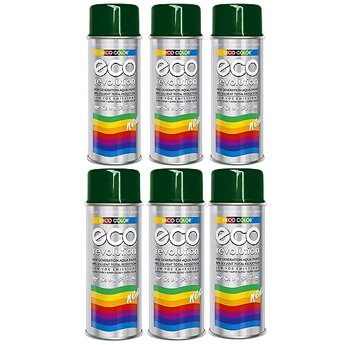 6er Sparpack Deco Color ECO Lackspray glänzend oder matt 400ml nach RAL freie Farbauswahl (6 Dosen ECO RAL 6005 Moosgrün Glanz) von Deco Color