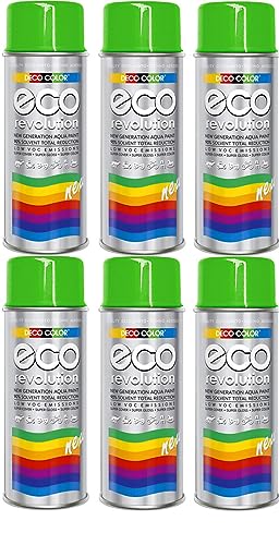 6er Sparpack Deco Color ECO Lackspray glänzend oder matt 400ml nach RAL freie Farbauswahl (6 Dosen ECO RAL 6018 Gelb-Grün Glanz) von Deco Color
