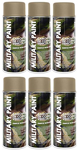 Deco Color 6er Sparpack MILITÄR Army Militärlack Lackspray 400ml Nato freie Farbauswahl (6 Dosen in sandhell RAL 1019) von Deco Color