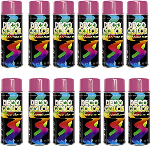 Deco Color 12er Sparpack (1 Karton) Lackspray glänzend 400ml pink glanz RAL 4003 von Deco Color