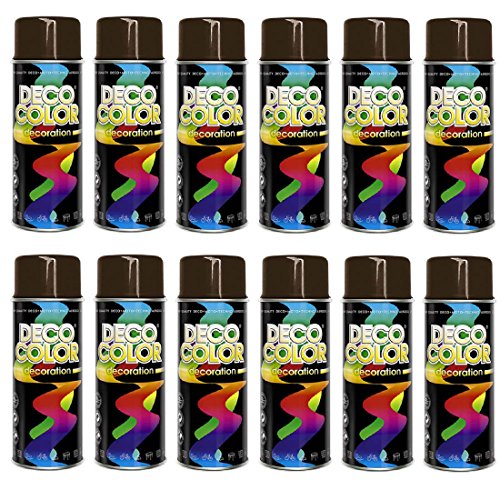 Deco Color 12er Sparpack (1 Karton) Lackspray glänzend 400ml schokobraun glanz RAL 8017 von Deco Color