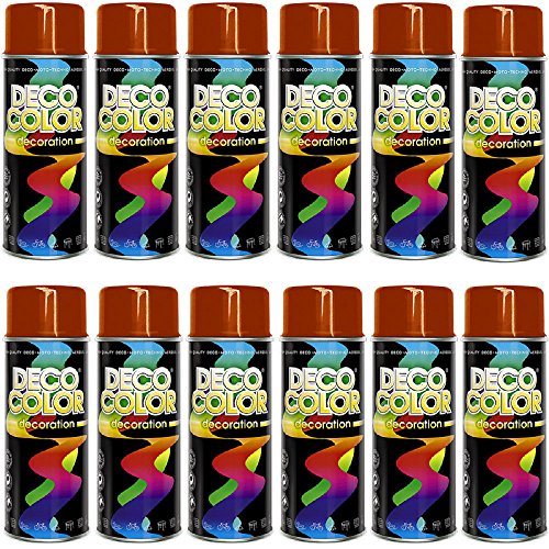 Deco Color 12er Sparpack (1 Karton) Lackspray glänzend 400ml verkehrsrot glanz RAL 3020 von Deco Color